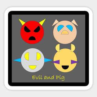 Geometric simple design Evil and Pig Full Team Sticker